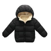 Eashery Kid's Winter Coat Coat Warm Hooded Parka Jacket Winter Warm Shirt Sweater Tops Boys' Outerwear Jackets (Black,5-6 Years)
